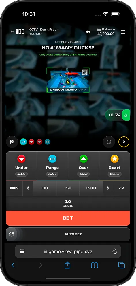 Duck River betting game on mobile