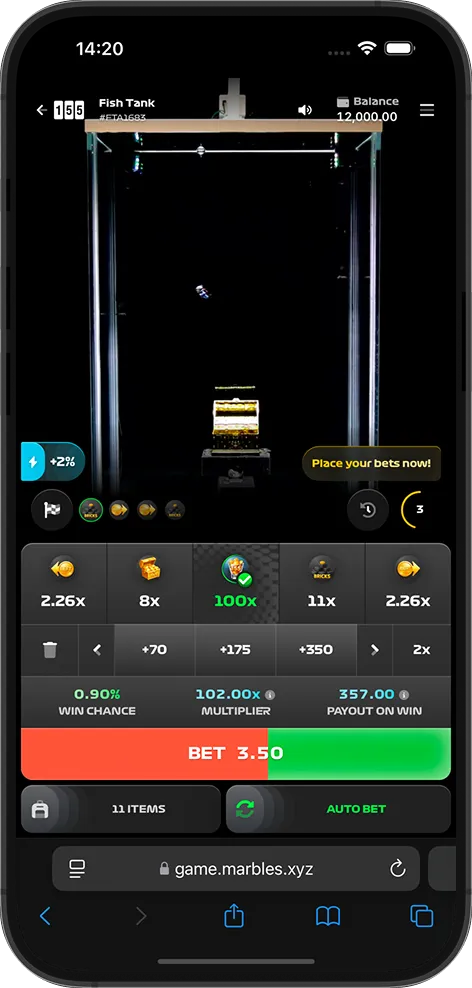 Fish Tank live casino game on mobile