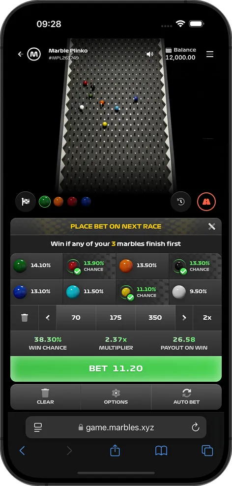 Plinko live casino game on mobile