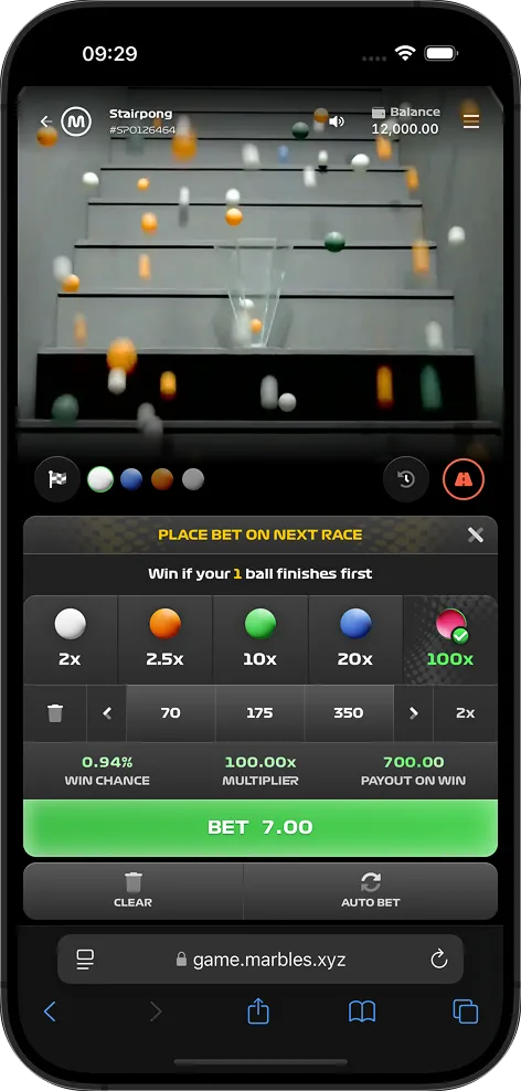 Stairpong live casino game on mobile